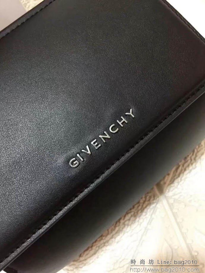 GlVENCHY紀梵希 2017春夏女裝系列 GIVENCHY Logo寬肩帶裝飾 黑色Pandora Box手袋 斜挎包 經典實用  tsg1122